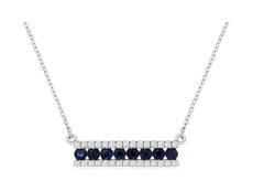 .66CT DIAMOND & AAA SAPPHIRE 14KT WHITE GOLD 3D 3 ROW CHANNEL BAR LOVE NECKLACE