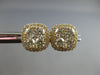 ESTATE 1.29CT DIAMOND 14KT YELLOW GOLD ROUND INVISIBLE SQUARE HALO STUD EARRINGS