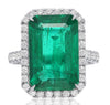EXTRA LARGE 11.12CT DIAMOND & AAA EMERALD PLATINUM SQUARE ROUND ENGAGEMENT RING