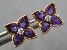 1.81CT DIAMOND & AAA AMETHYST 14K ROSE GOLD PEAR SHAPE & ROUND FILIGREE EARRINGS