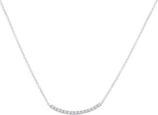 ESTATE .12CT DIAMOND 14KT WHITE GOLD 3D CLASSIC HAPPY FACE BAR FUN LOVE NECKLACE