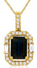 1.87CT DIAMOND & AAA SAPPHIRE 14KT YELLOW GOLD EMERALD CUT & ROUND HALO PENDANT