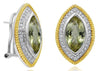 LARGE 8.37CT DIAMOND & AAA LEMON QUARTZ 14KT 2 TONE GOLD HALO FILIGREE EARRINGS