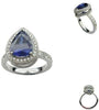 4.72CT DIAMOND & AAA TANZANITE 18K WHITE GOLD 3D PEAR SHAPE HALO ENGAGEMENT RING