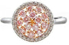 .87CT WHITE & PINK DIAMOND 18K WHITE ROSE GOLD CLUSTER FLOWER FILIGREE LOVE RING