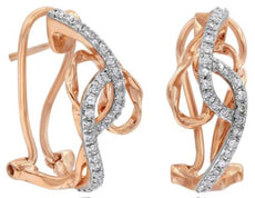 .25CT DIAMOND 14KT YELLOW GOLD 3D MULTI ROW CRISS CROSS CLIP ON HANGING EARRINGS