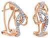 .25CT DIAMOND 14KT YELLOW GOLD 3D MULTI ROW CRISS CROSS CLIP ON HANGING EARRINGS