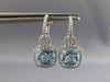 LARGE 4.70CT DIAMOND & AAA BLUE TOPAZ 14KT WHITE GOLD 3D HALO LEVERBACK EARRINGS