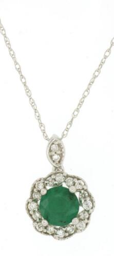 .76CT DIAMOND & AAA EMERALD 14KT WHITE GOLD 3D ROUND FILIGREE FLOWER PENDANT