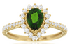 1.32CT DIAMOND & AAA RUSSALITE 14KT YELLOW GOLD PEAR SHAPE HALO ENGAGEMENT RING