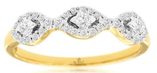 .30CT DIAMOND 14KT YELLOW GOLD 3D ROUND 3 STONE TRIPLE INFINITY ANNIVERSARY RING