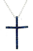 ESTATE .37CT AAA SAPPHIRE 18KT WHITE GOLD 3D CLASSIC CROSS FLOATING PENDANT