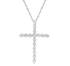 ESTATE .25CT DIAMOND 14K WHITE GOLD 3D ROUND SHARED PRONG CROSS FLOATING PENDANT