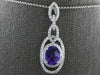 1.37CT DIAMOND & AAA AMETHYST 14K WHITE GOLD OVAL & ROUND DOUBLE HALO NECKLACE