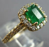 ESTATE 1.75CT DIAMOND & AAA EMERALD 14KT YELLOW GOLD SQUARE HALO ENGAGEMENT RING