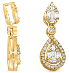 .33CT DIAMOND 14KT YELLOW GOLD 3D ROUND & BAGUETTE CLUSTER INVISIBLE PENDANT