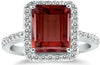 3.08CT DIAMOND & AAA GARNET 14KT WHITE GOLD EMERALD CUT & ROUND SQUARE FUN RING