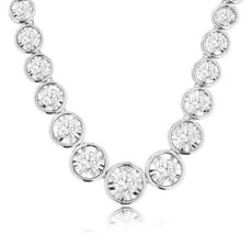 5CT DIAMOND 14K WHITE GOLD 3D CLASSIC BEZEL DIAMOND CUT GRADUATING LOVE NECKLACE