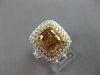 LARGE GIA 4.12CT WHITE PINK & MOCHA DIAMOND 18KT 2 TONE GOLD 3D ENGAGEMENT RING