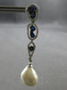 ESTATE EXTRA LARGE 4.38CT AAA SAPPHIRE & SOUTH SEA PEARL 18K WHITE GOLD EARRINGS
