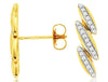 ESTATE .14CT DIAMOND 14KT YELLOW GOLD MULTI LEAF DIAGONAL FUN HANGING EARRINGS