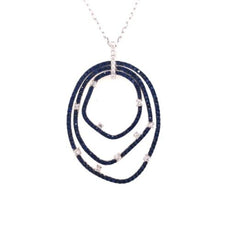 2.20CT DIAMOND & AAA SAPPHIRE 18KT WHITE GOLD OVAL BY THE YARD FLOATING PENDANT