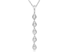 ESTATE .16CT DIAMOND 14KT WHITE GOLD ROUND MULTI TEAR DROP FUN FLOATING PENDANT