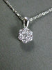 ESTATE .25CT DIAMOND 14KT WHITE GOLD 3D FLOWER CLUSTER FLOATING PENDANT & CHAIN