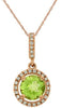 ESTATE 1.06CT DIAMOND & AAA PERIDOT 14KT ROSE GOLD ROUND HALO FLOATING PENDANT