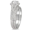 1.5CT DIAMOND 14KT WHITE GOLD 3D ROUND HALO FLORAL ENGAGEMENT WEDDING RING SET