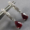 1.09CT DIAMOND & AAA GARNET 14KT WHITE GOLD PEAR SHAPE & ROUND HANGING EARRINGS