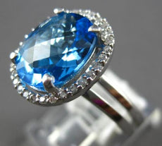 3.58CT DIAMOND & AAA BLUE TOPAZ 14KT WHITE GOLD 3D OVAL & ROUND ENGAGEMENT RING