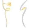 .58CT DIAMOND 14KT YELLOW GOLD 3D DOUBLE WAVE ELONGATED FUN HANGING EARRINGS