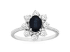 1.50CT DIAMOND & AAA SAPPHIRE 14KT WHITE GOLD 3D OVAL & ROUND FLOWER FUN RING