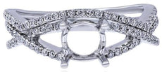 .56CT DIAMOND 14KT WHITE GOLD ROUND 4 PRONG CRISS CROSS LOVE SEMI MOUNT RING SET