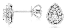 ESTATE .22CT DIAMOND 14KT WHITE GOLD ROUND BEZEL 5 STONE HUGGIE HANGING EARRINGS