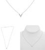 ESTATE .20CT DIAMOND 14KT WHITE GOLD 3D CLASSIC V SHAPE ADJUSTABLE LOVE NECKLACE