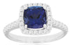 Estate 2.08Ct Diamond & AAA Tanzanite 14Kt White Gold Cushion & Round Engagement Ring