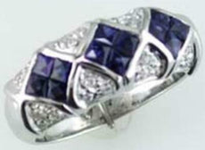 2.35CT DIAMOND & AAA SAPPHIRE 14KT WHITE GOLD 3D PRINCESS & ROUND INVISIBLE RING