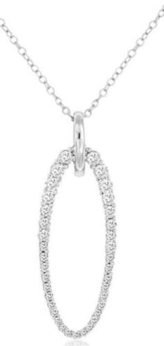 .50CT DIAMOND 14K WHITE GOLD 3D ROUND GRADUATING OPEN OVAL FUN FLOATING PENDANT