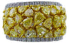 LARGE 5.17CT WHITE & FANCY YELLOW DIAMOND 18KT 2 TONE GOLD 3D ANNIVERSARY RING