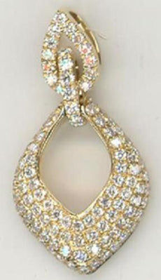 .49CT DIAMOND 14KT YELLOW GOLD CLASSIC MULTI ROW OPEN TEAR DROP FLOATING PENDANT