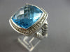 LARGE 15.50CT DIAMOND & AAA BLUE TOPAZ 925 SILVER DAVID YURMAN FUN RING #27731
