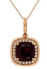 1.78CT DIAMOND & AAA RHODOLITE 14K ROSE GOLD 3D CUSHION & ROUND FLOATING PENDANT
