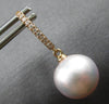ESTATE .11CT DIAMOND & AAA PINK SOUTH SEA PEARL 14KT ROSE GOLD HANGING EARRINGS