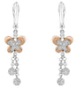 .32CT DIAMOND 18K ROSE & WHITE GOLD BUTTERFLY FLOWER CHANDELIER HANGING EARRINGS