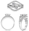 ESTATE WIDE 1.02CT DIAMOND 14KT WHITE GOLD ROUND MULTI ROW CRISS CROSS LOVE RING