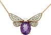 2.74CT DIAMOND & AAA AMETHYST 14K ROSE GOLD OVAL & ROUND BUTTERFLY LOVE NECKLACE