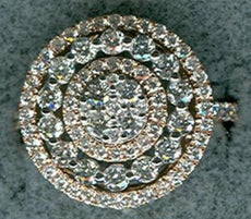 1.30CT DIAMOND 18KT WHITE & ROSE GOLD 3D MULTI ROW FLOWER FRIENDSHIP LOVE RING