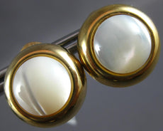 ESTATE LARGE AAA MOONSTONE 14K YELLOW GOLD 3D BEZEL ROUND CLIP ON EARRINGS #2424